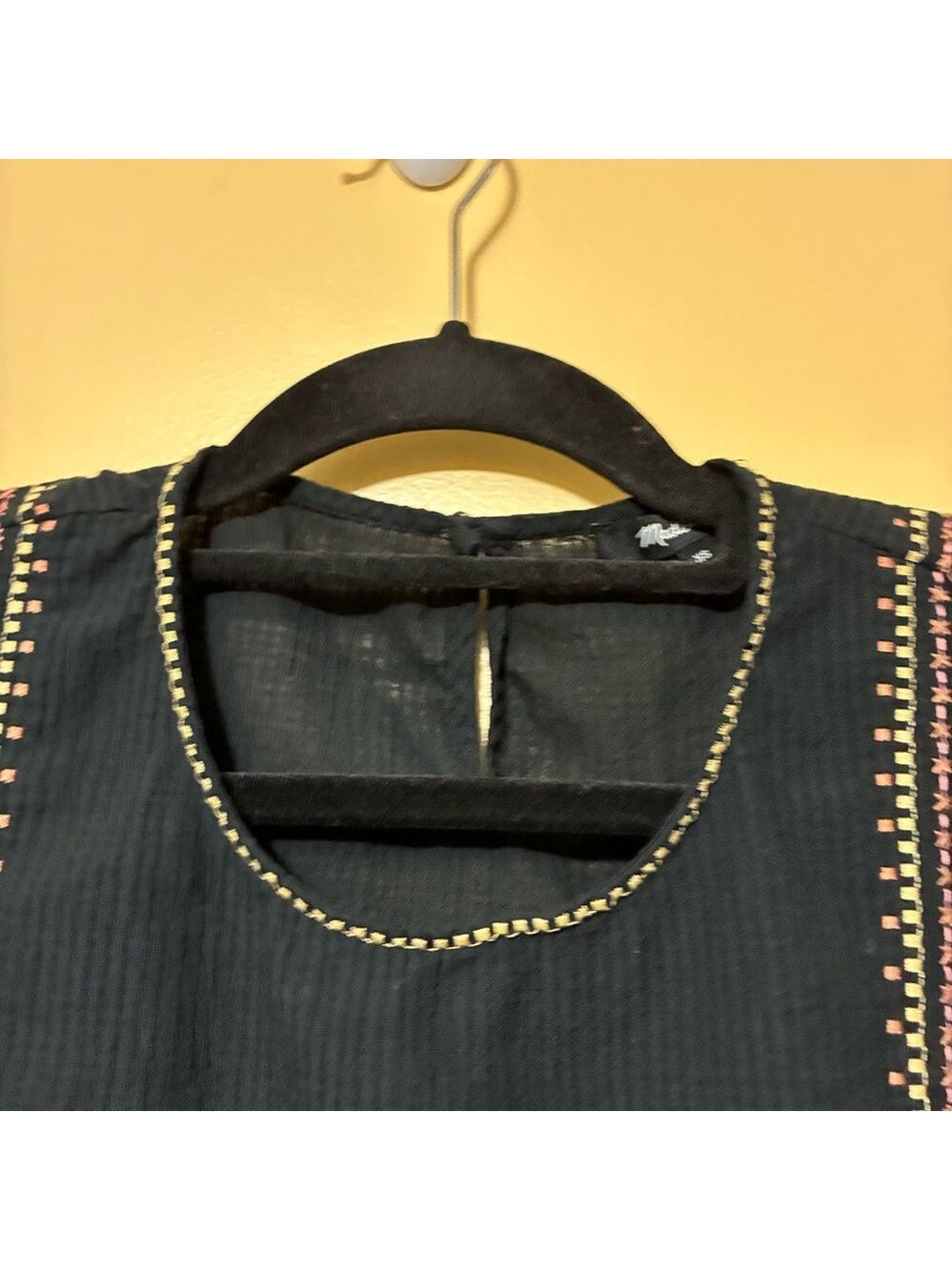 Madewell Sleeveless Boho Blouse Women’s XS Black Textured Top - Picture 5 of 8